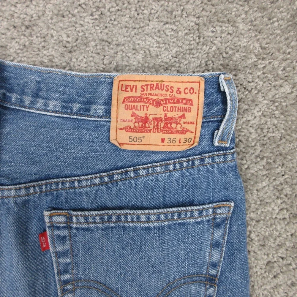 Vintage Levis Jeans Mens‎ 36x30 Blue 505 Regular Fit Faded Whisker Denim Pants